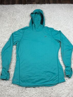 Nike Running Dri-FIT Hooded Long Sleeve Top Teal Women’s Large 520284-375